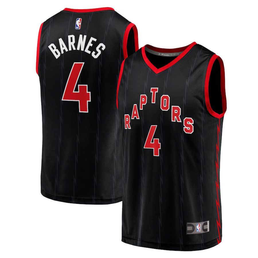 Men Toronto Raptors #4 Scottie Barnes Fanatics Branded Black 2022-23 Fast Break Replica NBA Jersey->toronto raptors->NBA Jersey